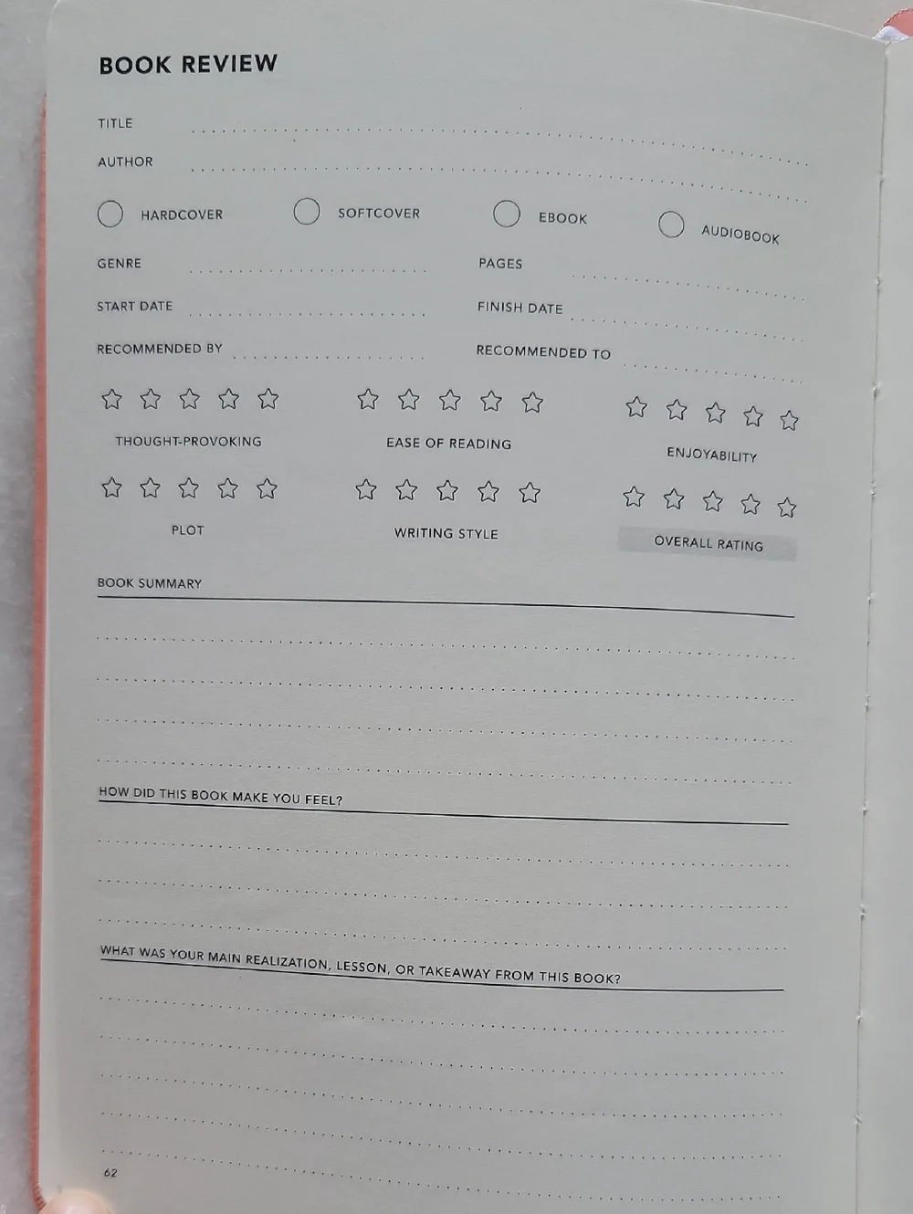 Productivity Store Reading Journal - Pink Hardcover Notebook